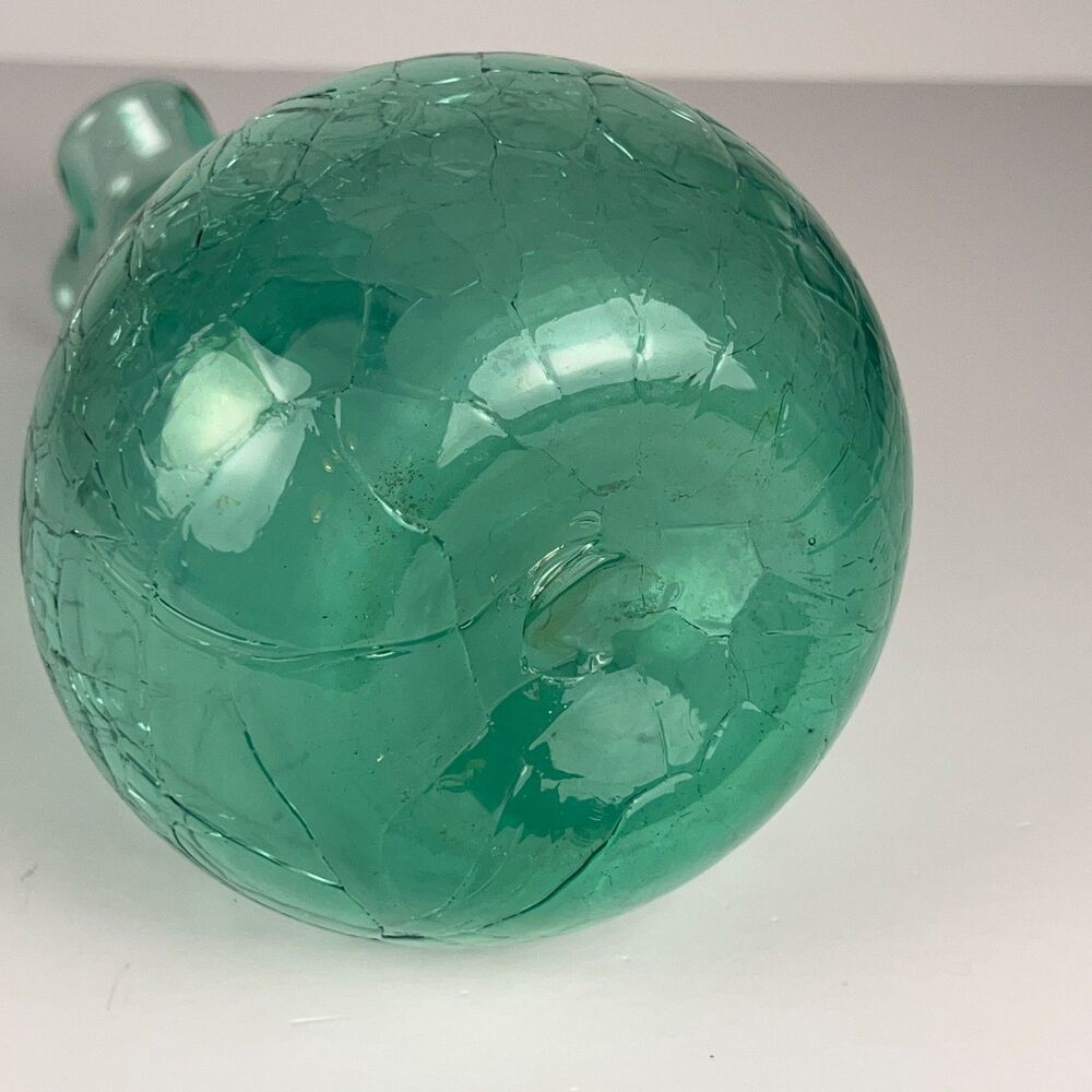 Vintage Blenko #37 Sea Green Crackle Glass Decanter Round Base Rough Pontil MCM - Picture 4 of 11